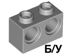 ! Б/У - Technic, Brick 1 x 2 with Holes, Light Bluish Gray (32000 / 4211541) - Б/У