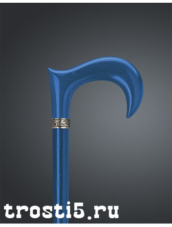 синяя трость с крюкообразной рукоятью и красивым кольцом