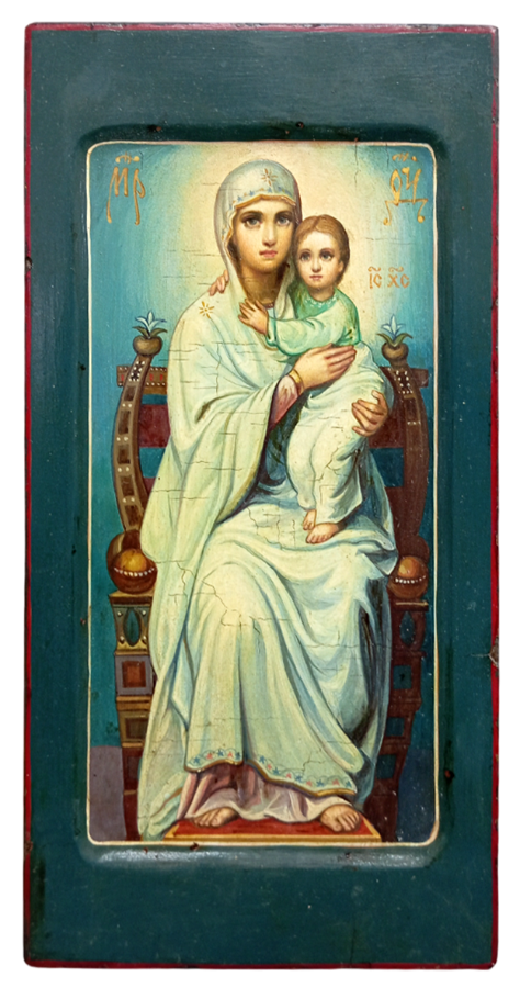 Дарующая (Богородица). Рукописная икона Божией Матери, стилизованная "под старину"