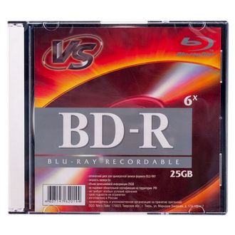 Носители информации Blu-ray BD-R, 6x, VS, Slim/1, VSBDR4SL02