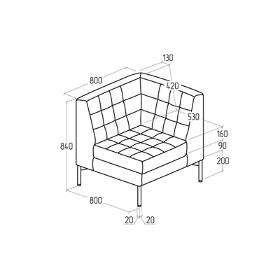 Модуль Everprof Delta угловой Металл Черный Экокожа Черный