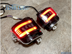 Противотуманки Toyota Land Cruiser 200 бегающие LED черные