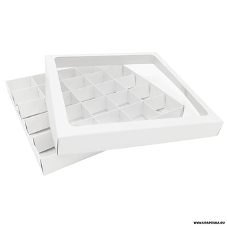 Коробка для конфет 25 шт (25 x 25 x 3 см) Белый Крышка-дно