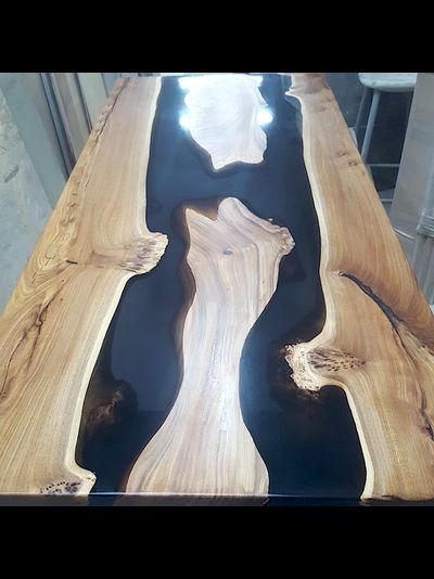 стол-река, карагач, слэб, стол из слэба, стол из спила, стол с рекой, стол из эпоксидной смолы, спил