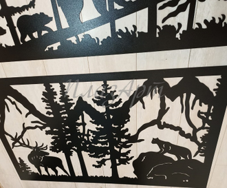 Панель из металла "Олень и пантера"