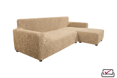 Чехол на угловой диван с правым выступом Микрофибра Капучино.ЗАЩИТА ДЛЯ МЯГКОЙ МЕБЕЛИ ОТ ЖИВОТНЫХ. ИТАЛИЯ