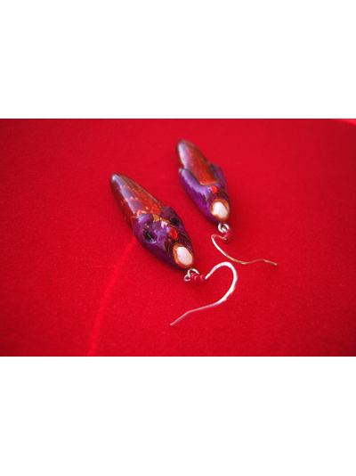 Серьги-капли &quot;Славянская Колдунья&quot; из холодного фарфора и чешского бисера