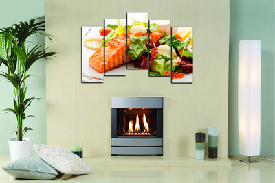Модульная картина "Форель с салатом"