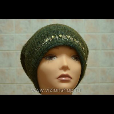 Зеленая шапка женская  Vizio Италия 5872 чулок зима 2018
