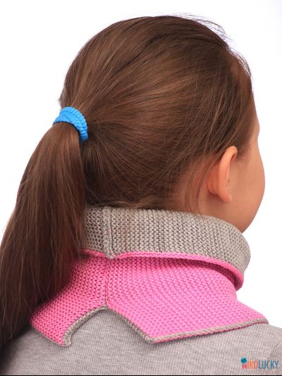 Шарф(снуд)  22-33 двойной, цвет розовый, серый размер 2