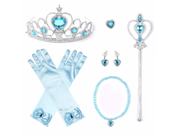 Набор Эльзы  (корона, перчатки, колье, кольцо, клипсы, палочка)