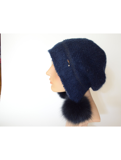 Vizio Италия 6970 синяя шапка ушанка с помпонами фото