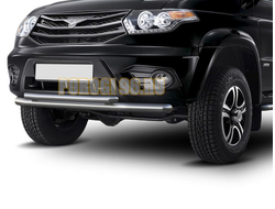 Защита переднего бампера d76+d57 для Uaz Patriot (Уаз Патриот) 2014-