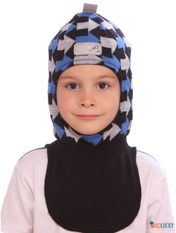 Шапка-шлем 20201-06, цвет черный, ярко-синий, серый, р. 48-50