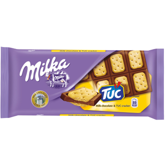 Шоколад Milka молочный с соленым крекером Tuc 87 г