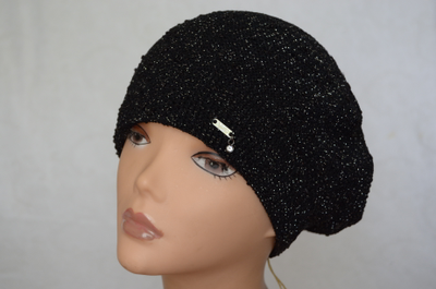 Черный женский весенний берет вязаный фото беретов Италии черного цвета на весну