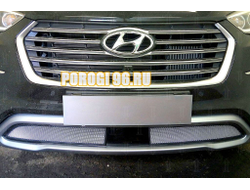 Защита радиатора Hyundai Grand Santa Fe I 2015- (2 части) с датчиком ACC chrome