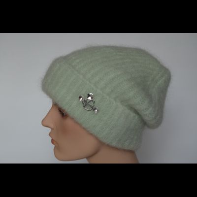 Берет вязаный с отворотом Vizio Италия 6946 BRO мятный