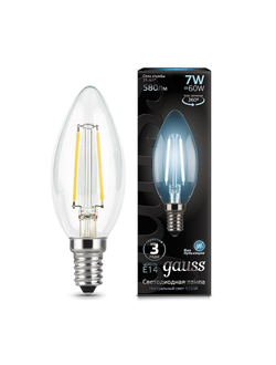 Лампа светодиодная Gauss LED Filament Свеча E14 7Вт 580Лм 4100К (103801207)