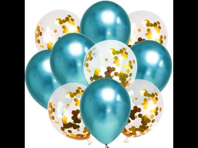 Хром голубой+конфетти золото 10 шт
