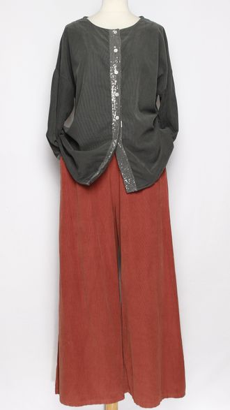 Брюки Бохо вельветовые "ПАЛАЦЦО Укороченные" терракотовые