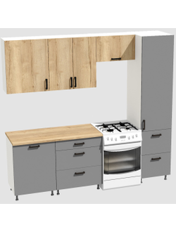 Кухня Эконом 1,8 метра с колонкой (1300х500) Цвет: Дуб Вотан/Базальт