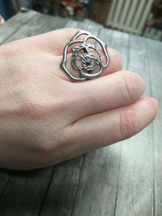 Кольцо Роза, серебро, 16 размер