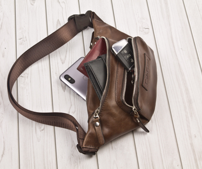 Кожаная поясная сумка Scarlino brown (арт. 7018-04)