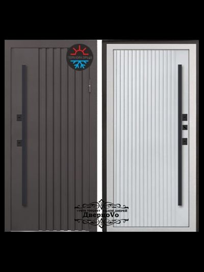 VENMAR (ВЕНМАР). СТАЛЬ 2 мм. ТЕРМО КРОНА ST 120/165 мм. ТЕРМОРАЗРЫВ/ МУАР Ral 8019 (КОРИЧНЕВЫЙ)/ СОФТ БЕЛЫЙ СНЕГ