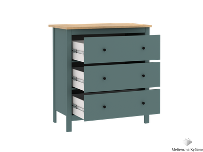 2.08.02.020.6 САГА комод 3 ящика темно-бирюзовый