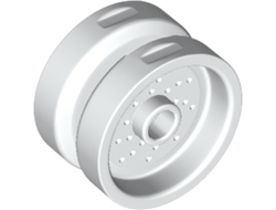 Wheel 18mm D. x 12mm with Pin Hole and Stud, Dotted Brake Rotor Lines, White (66727 / 6290262)