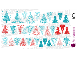 Слайдер-дизайн 679 - Новогодние ёлочки, красные и голубые узоры