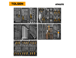 Набор инструментов 189 предметов, "ATHLETE", для тележки, 15 ложементов TOLSEN TT85412-189