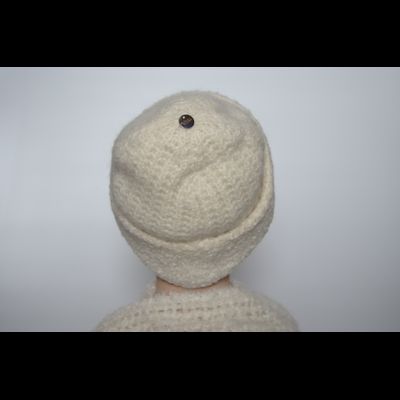 Вязаный комплект белая шапка с отворотом и шарф Vizio Италия 6270 CR