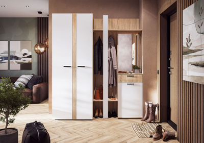 Санса ПР-01 Прихожая Дуб сонома/Белый