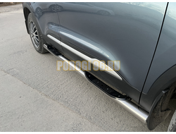 Пороги труба с проступью Папа Тюнинг d76 для Chery Tiggo 4 Pro 2022-