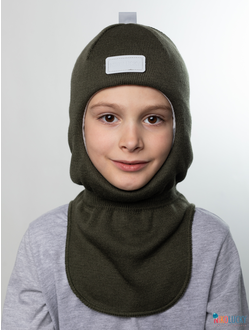 Шапка-шлем 20101-01 с утеплит, х/б подклад, темный хаки 54-56