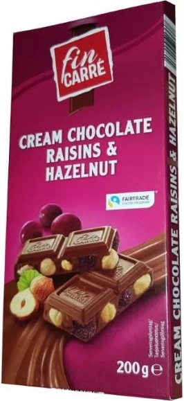 Fin Carre Raisins & Hazelnut Молочный шоколад с орехами и изюмом 200гр