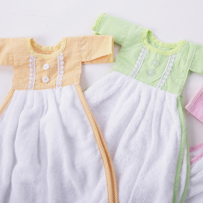 Полотенце махровое детское для рук в виде платья на вешалке, 73*33,5см, ЦВЕТ: Желтый, Розовый, Зеленый