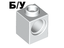 ! Б/У - Technic, Brick 1 x 1 with Hole, White (6541 / 654101 / 65411) - Б/У