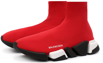 Кроссовки-носки Balenciaga Speed 2.0 с черной подошвой красные