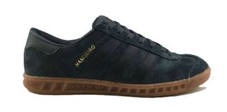 Adidas Hamburg Suede Черные с коричневой подошвой (41-45) Арт.009М