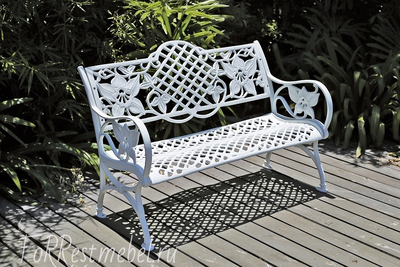 Белая садовая скамья из литого алюминия Lily White