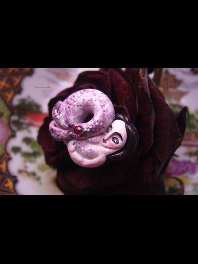 Брошь в технике скульптурной миниатюры &quot;Русалочка - Морская Роза&quot; с натуральным рубином