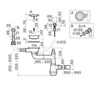 АРМАТУРА С КЛАПАНОМ-АВТОМАТОМ ДЛЯ ОДНОЧАШЕВЫХ МОЕК С КРУГЛЫМ ПЕРЕЛИВОМ WK-1-CL-R-A