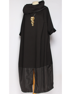 ПЛАТЬЕ трикотажное "Ворот хомут" чёрное  р.54