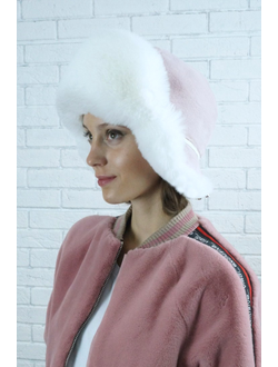 Ушанка "Север" цвет жемчуг + белый