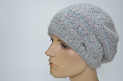 Вязаный серый берет Италия Визио зима 2024 - 2025