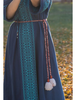 Платье "Синий рассвет" ручное ткачество