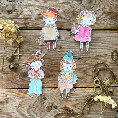 Набор штампов для скрапбукинга "Девочка-весна"